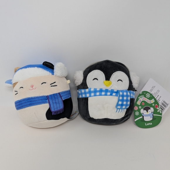 Squishmallows Winter Plush Penguin Cat Cam Luna Scarf Hat - Picture 2 of 9